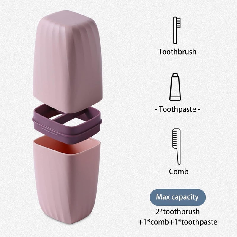 ZORGONS Toothbrush Cup Toothbrush Holder with Cover Travel Boothbrush Holder Portable Toothbrush Case and Carrier for Bathroom School Business Trip Pink - Image 3